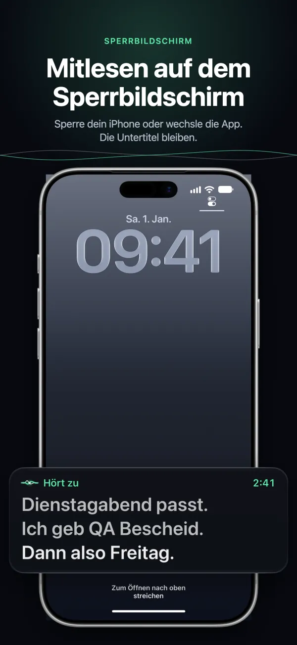 Untertitel auf dem Sperrbildschirm des iPhone