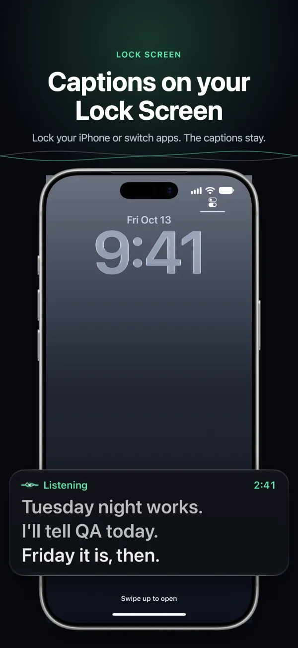 Captions on the iPhone Lock Screen