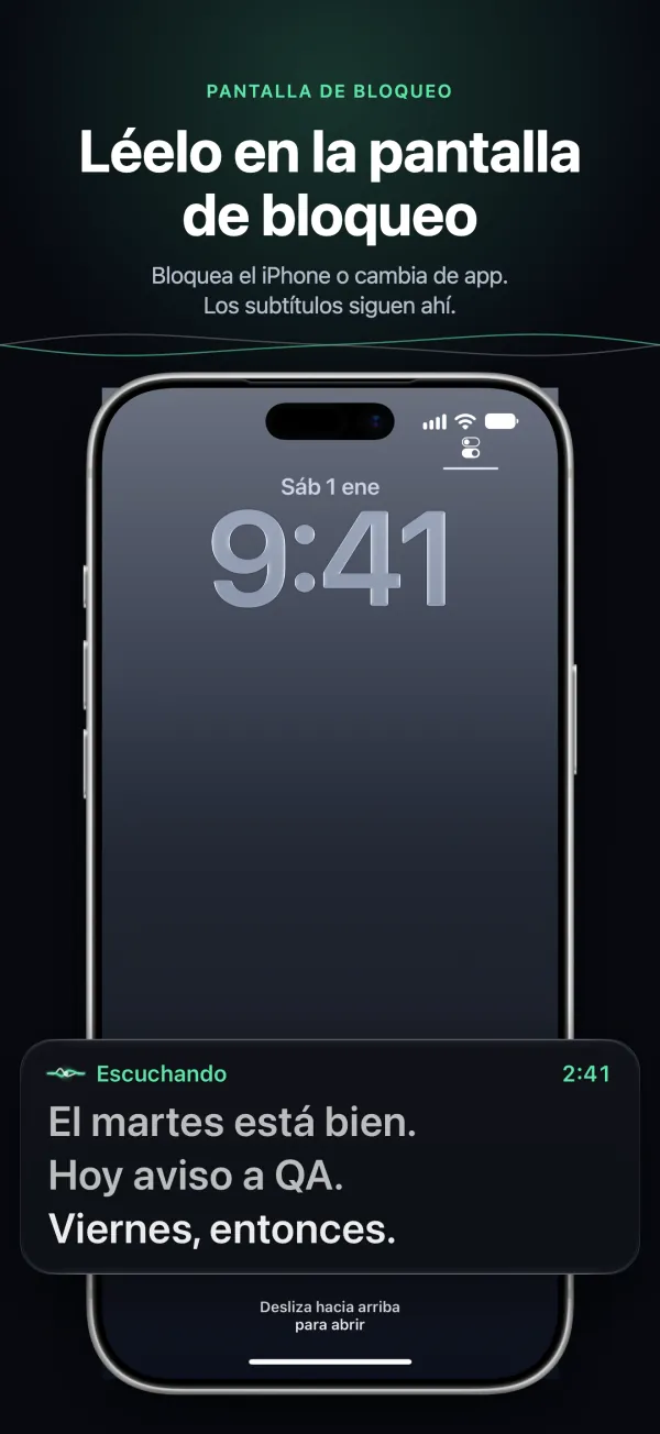 Subtítulos en la pantalla de bloqueo del iPhone