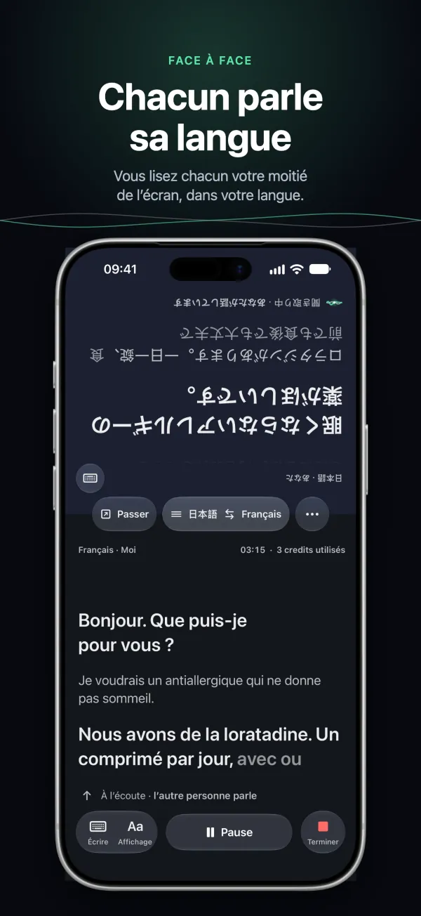 Conversation sur iPhone : chacun lit sa moitié de l’écran dans sa langue
