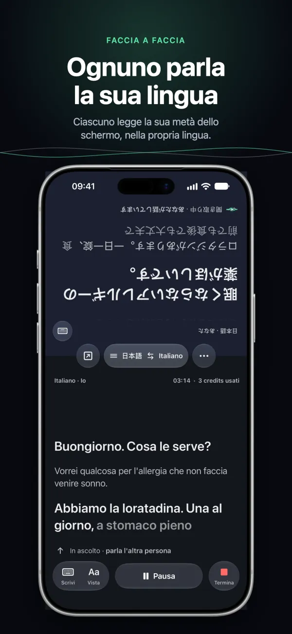Conversazione su iPhone: ognuno legge la sua metà dello schermo nella propria lingua