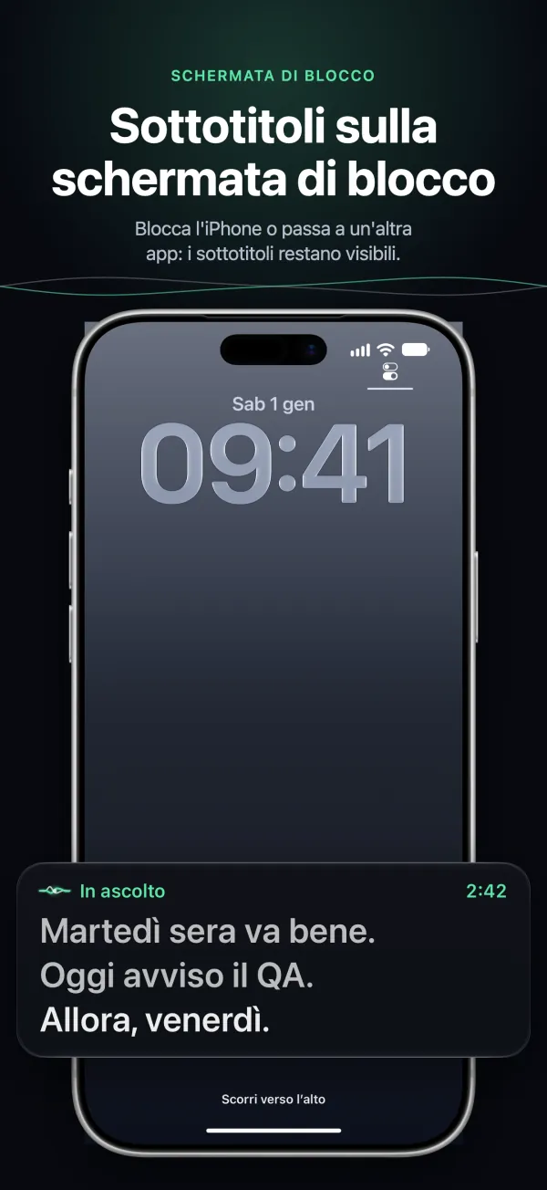 Sottotitoli sulla schermata di blocco dell’iPhone