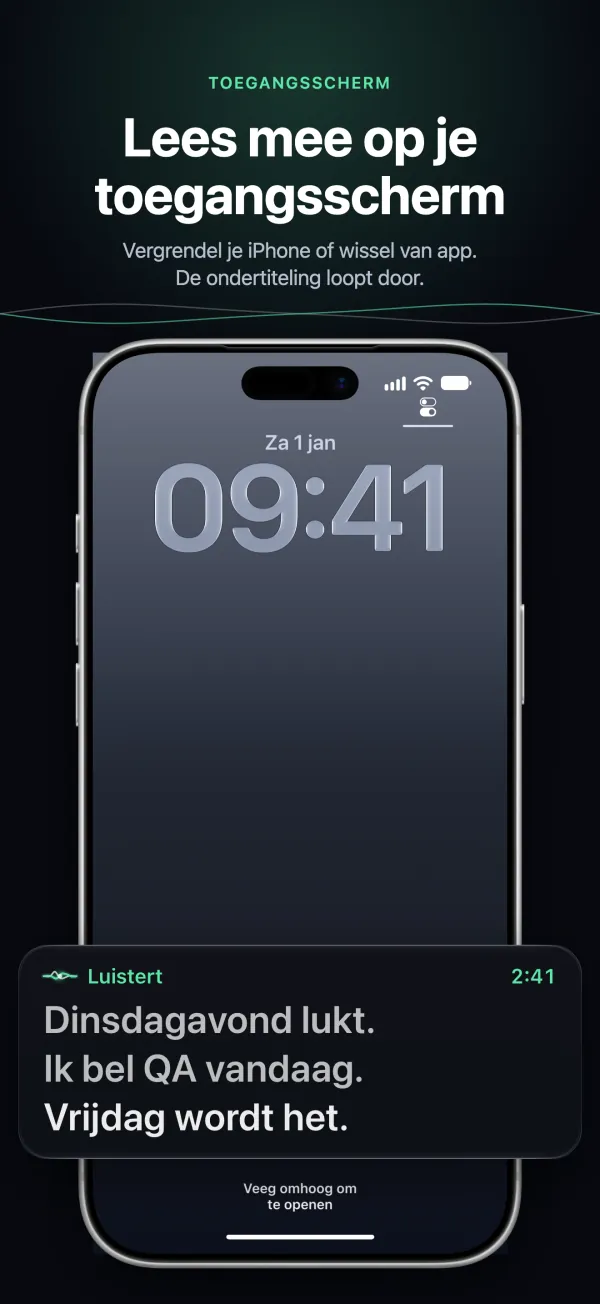 Ondertiteling op het toegangsscherm van iPhone