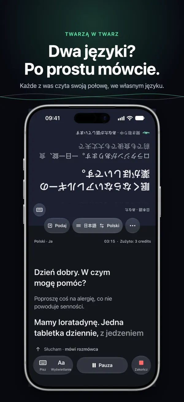 Rozmowa na iPhonie: każda osoba czyta swoją połowę ekranu w swoim języku