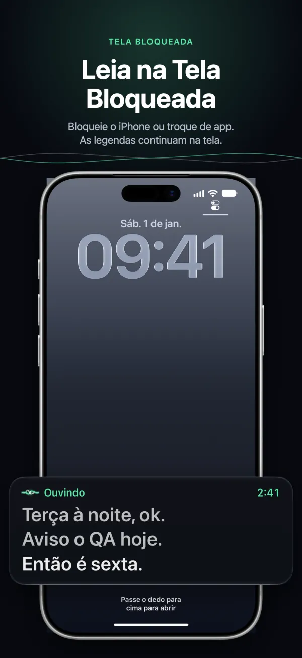 Legendas na Tela Bloqueada do iPhone
