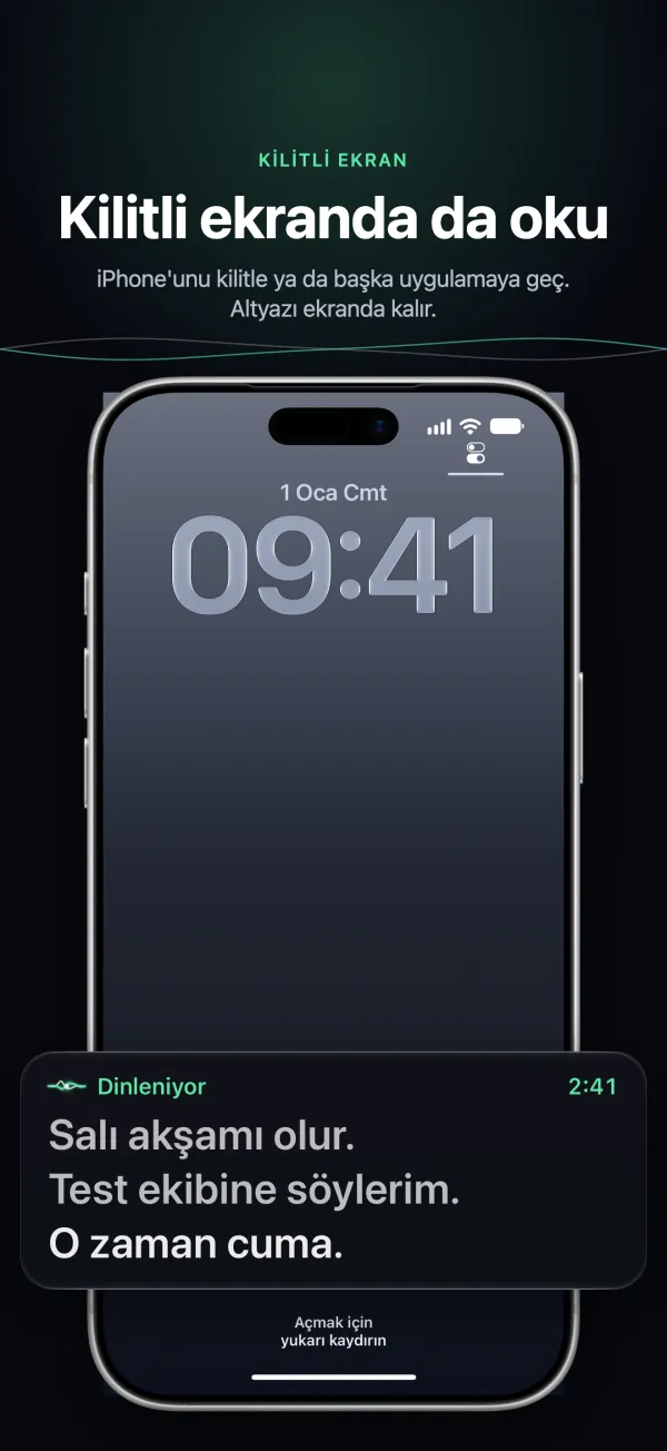 iPhone’un kilitli ekranında altyazı