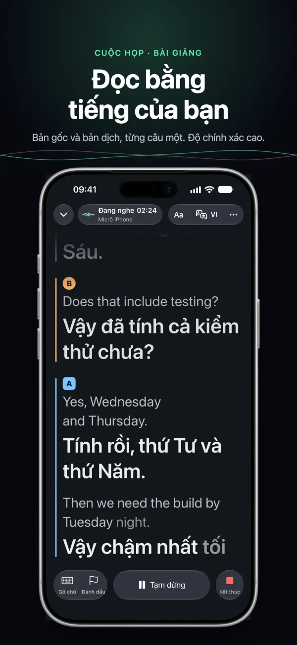 Tingdong trên iPhone trong buổi họp: nguyên văn và bản dịch từng dòng, mỗi người nói một màu