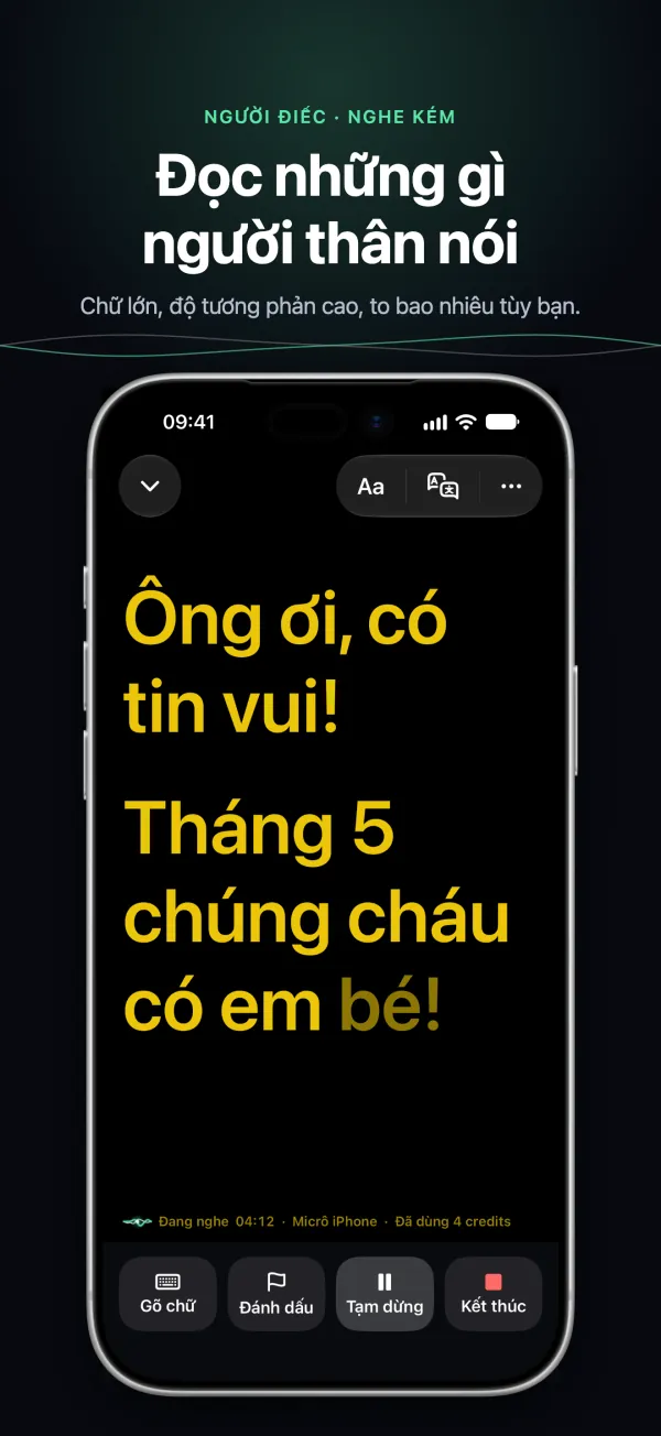 Phụ đề lớn, độ tương phản cao trên iPhone, đọc được từ phía bên kia bàn