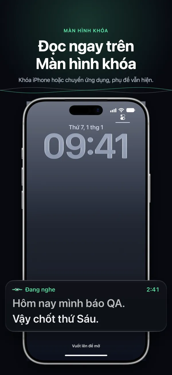 Phụ đề trên Màn hình khóa của iPhone